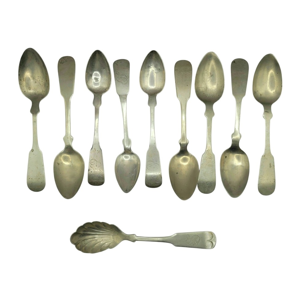 Antique Silver Plated Spoons 9 Hall & Elton G Harrison Brazil Silver Sugar Spoon